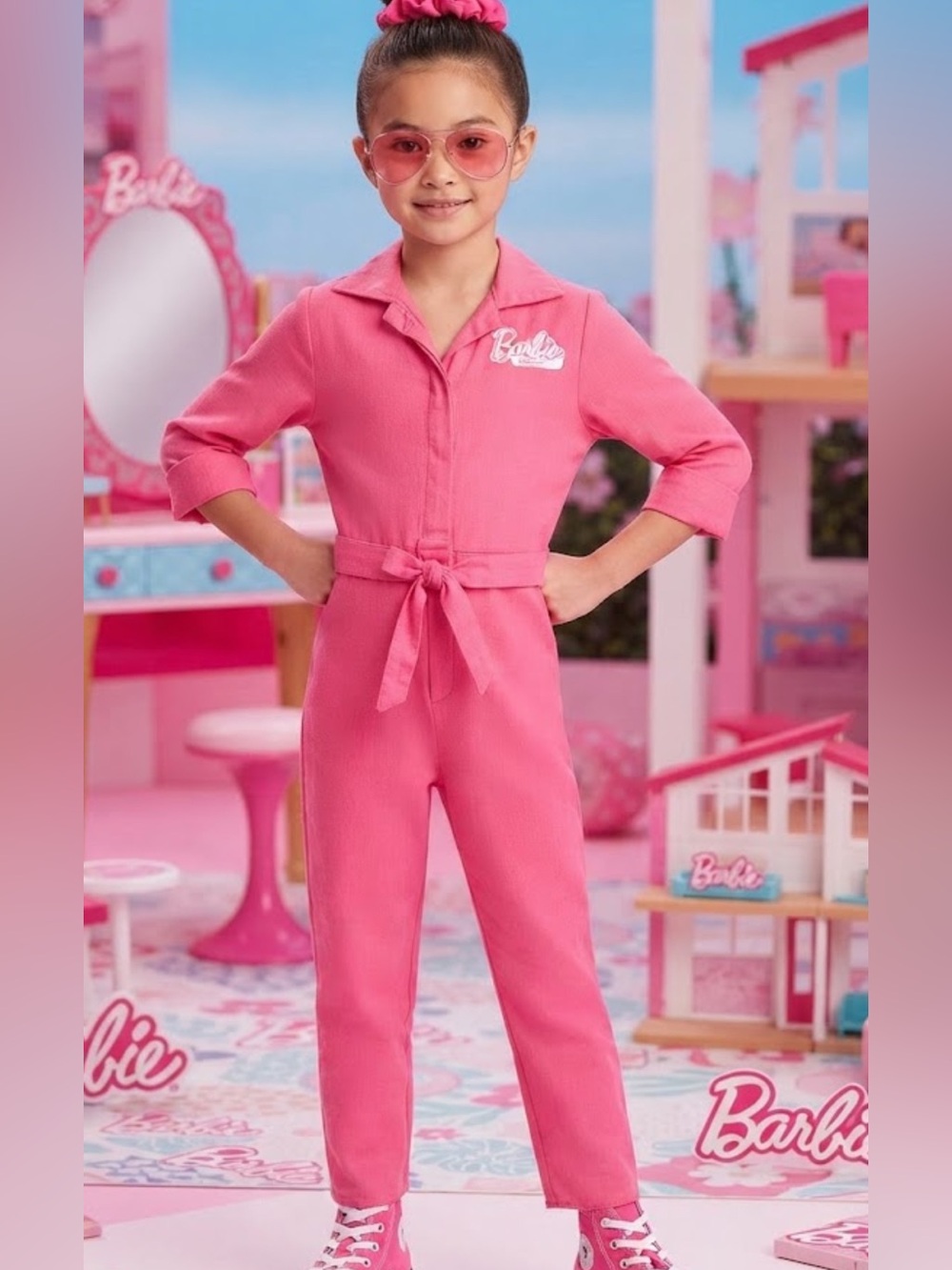 Authentic Barbie signature pink jumpsuit costume girls Sz M 7/8